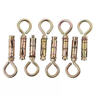 8pcs Heavy Duty 6mm Closed Hook Eye Bolt Shield Wall Anchor Expansion Rawl Bolts • £5.99