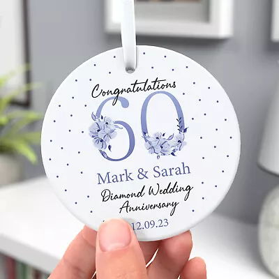 60th Diamond Wedding Anniversary Gifts 60 Year Anniversary Mum Dad With Gift Bag • £8.49