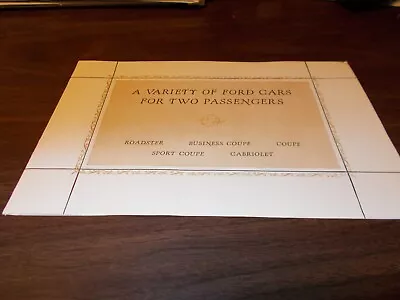1929 Ford Model A   Variety Of Ford Cars For Two Passengers  Brochure • $30