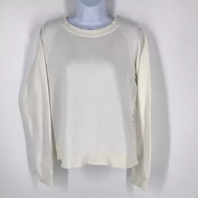 J Crew Eyelet Back Cotton Sweatshirt White Size M • $17.99