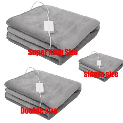 Electric Heated Flannel Throw Over Under Blanket Soft Warm Bed Mattress Washable • £20.95