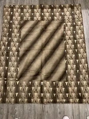 Antique Victorian CHASE Brown Wool Mohair Horse Hair Buggy Lap Blanket 85” X 55” • $175