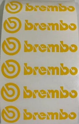 6 Brembo Decal Sticker Vinyl Caliper Brake Yellow Heat Resistant 3 5/16 Wide • $4.99