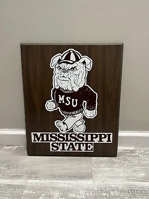 Vintage College Arts NCAA Mississippi State Bulldogs Wooden Plaque Wall Decor • $45