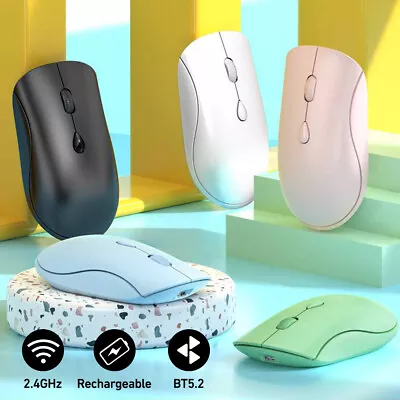 £8.73 • Buy Silent Rechargeable Wireless Mouse + USB Mice RGB LED MacBook Laptop PC UK
