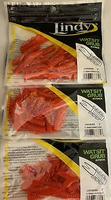 3 Packs Lindy Watsit Grubs-45 Bodies-15 / Pack- 2 Fl Orange Orange Flk (lwgb280) • $2.95