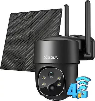 Xega Wireless 4G LTE Cellular Security Camera Solar With SIM Card & 2 Way Talk • $57.87