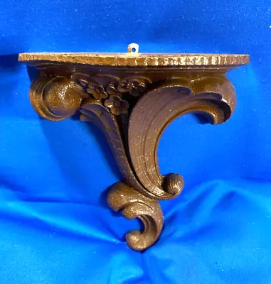 Vintage Wood Wall Hanging Sconce Shelf Mahogany Tone Ornate • $20