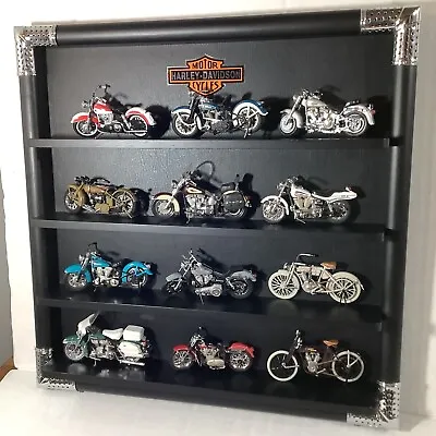 Franklin Mint Set- 12 Die Cast Motorcycle Collection- 1:24 Scale W/ Display Case • $599.95