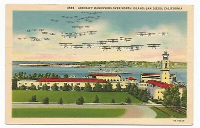 San Diego California Military Aircraft Maneuvers Over North Island Postcard • $4.50