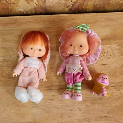 Vintage 1982 Strawberry Shortcake In Goodnight & Raspberry Tart Doll W/ Rhubarb • $24.95