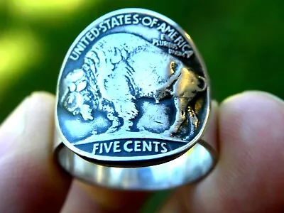 Signet Ring Authentic Buffalo Indian Nickel Coin Sterling Silver For Bison Lover • $104.90