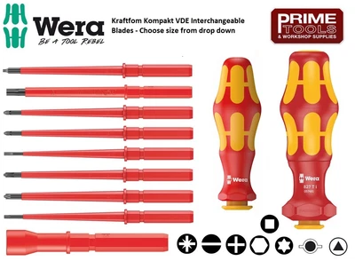 Wera KK VDE Interchangeable Slot Pozi Phillips Torx Hex Square Cabinet Key Blade • £7.50