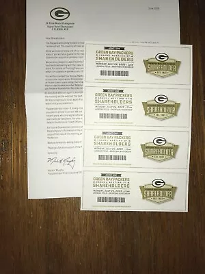 2023 Green Bay Packers Shareholder Meeting 4 Tickets + Letter • $7.50