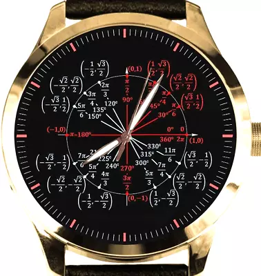 Math Trigonometry Radian Circle Trigonometry Value Of Pi Solid Brass Wrist Watch • $129.99