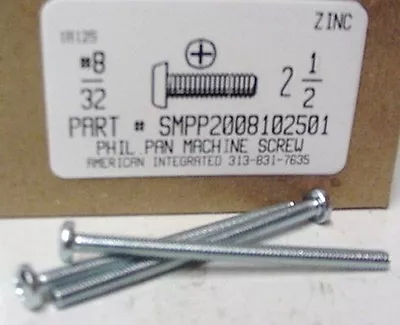 #8-32x2-1/2 Pan Head Phillips Machine Screws Steel Zinc Plated (30) • $10.25