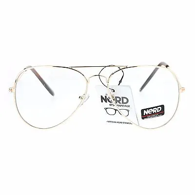 Classic Metal Aviator Clear Lens Glasses Unisex Fashion Eyeglasses UV 400 • $18.37