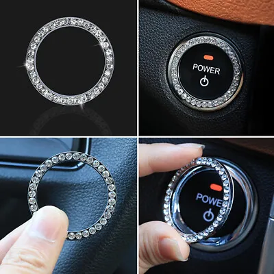 £3.59 • Buy 3cm Car SUV Bling Decorative Accessories Button Start Switch Silver Diamond Ring