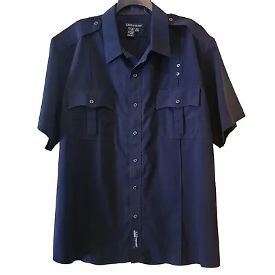 5.11 Tactical Men's Blue Black Class B Short Sleeve Uniform Shirt 41137 Sz 2XL • $25.19