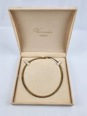 Veronese Italy 925 Sterling Silver Gold Plate Reversible Omega Necklace W/ Box • $46.99