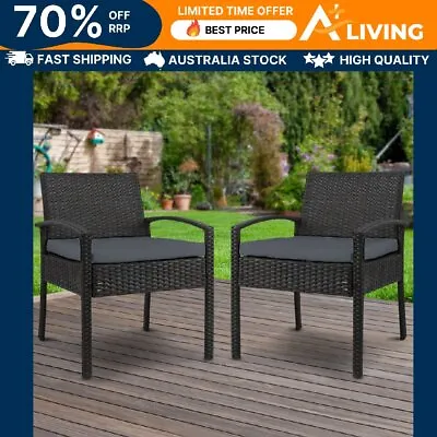 $180.97 • Buy Set Of 2 Outdoor Dining Chairs Wicker Chair Patio Garden Furniture Lounge