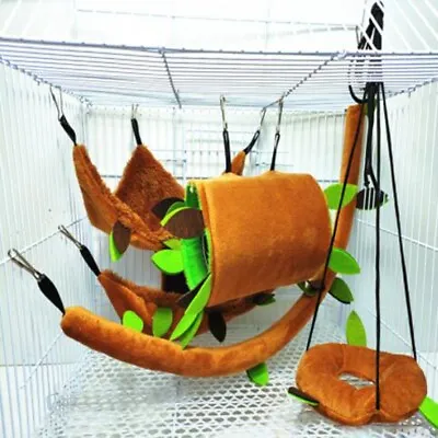 5Pcs Pet Hamster Bird Hanging Swing Hammock Animal Rat Mouse Cage Rope Bed Toys • £9.85