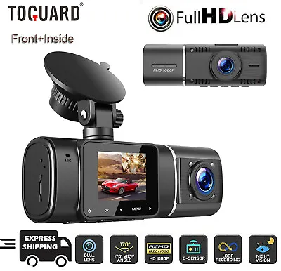 $67.59 • Buy TOGUARD 2*1080P Uber Dual Dash Cam Front And Inside Car Camera IR Night Vision