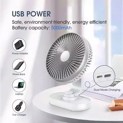 USB Portable Table Fan 4 Adjustable Speeds Mini Desk Fan For Home Bed Office UK • £19.91