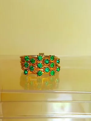 Vintage Emerald CZ Layered 5 Band Stack Hinged Ring  • $23