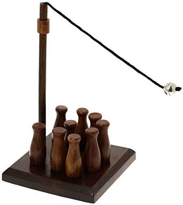 $12.04 • Buy Handcrafted 12 Piece Wooden Bar Skittles Bowling Pin Set Game Birthday Gifts