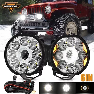 Auxbeam 6  132W LED Work Light Pods Offroad DRL & Amber Turn Signal Pickup Truck • $139.99