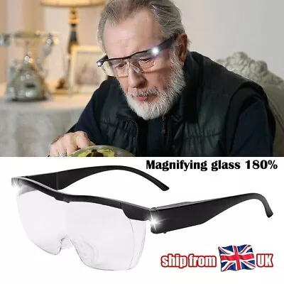 180% Magnifying Glasses Loupes Magnifier Glasses With Led Light Reading Sewing • £6.64