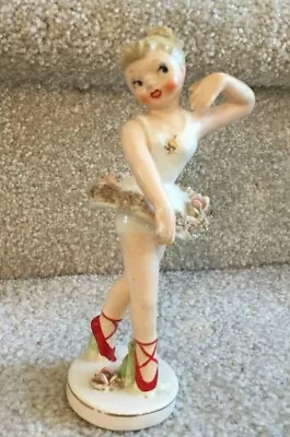 Norcrest Dancer Girl Ballerina Figurine 7  Tall F-154 Spaghetti Trim FREE SHIP • $59.99