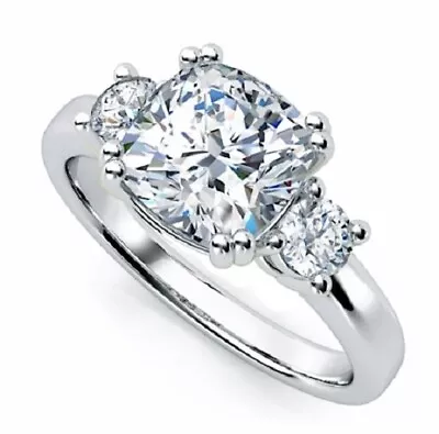 3.50 Ct Cushion Cut Real Moissanite Anniversary Ring 925 Sterling Silver Size 6 • $48