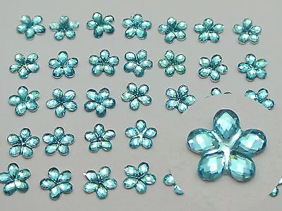 1000 Blue Acrylic Flatback Faceted Flower Rhinestone Gems 6mm • £4.30