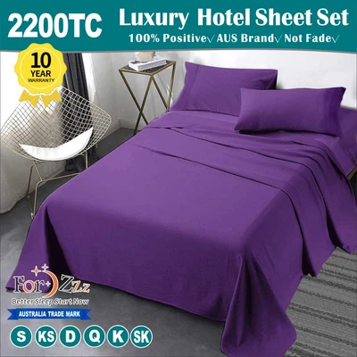 $37.95 • Buy 2200TC Ultra Soft 4Pcs  Flat Fitted Sheet Set Single/KS/Double/Queen/King/SK Bed