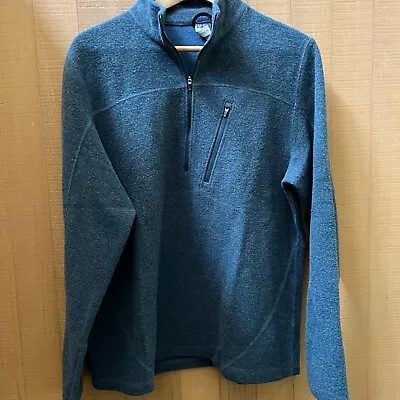 IBEX Charcoal Merino Wool Blend 1/4 Zip Pullover Sweater Men Size Large Top Blue • $69.99