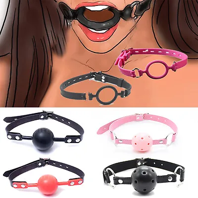 Silicone Restraints Open Mouth O-ring Gag Oral Roleplay Harness Lockable BDSM • $9.99