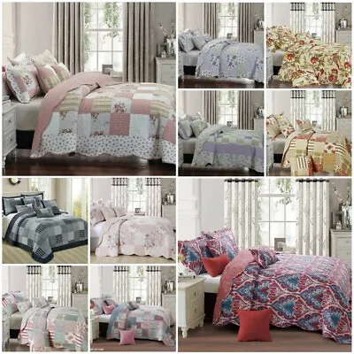 £32.98 • Buy 3 Piece Quilted Patchwork Bedspread Throw Single Double King Size Bedding Set