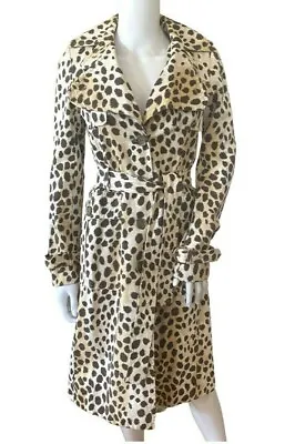 Vintage Trench Coat Women Long - Cheetah Print - Size: XS  • $130