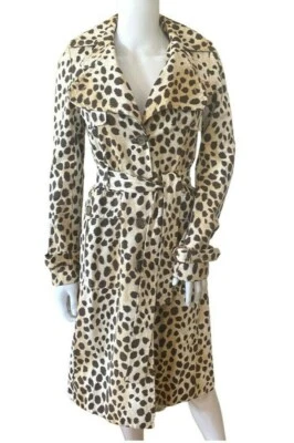 Vintage Trench Coat Women Long - Cheetah Print - Size: XS  • $130