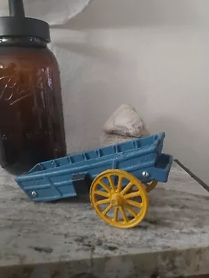 Vintage TAIWAN 8  Cast Iron Toy Farm Wagon 8  Yellow Wheels *SOLD AS IS* • $14.95