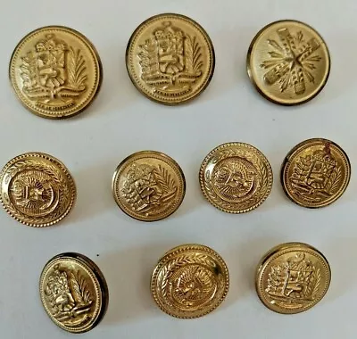  LOT OF 10 VINTAGE U.S. MILITARY BRASS BUTTONS 8 Small 3 Larger • $22.25