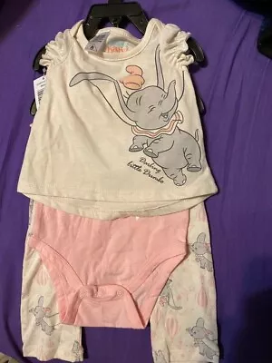 DISNEY BABY 3 Piece Set TOP PANTS & SUIT- DARLING DUMBO. 3 MTHS-NEW • $20