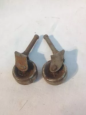 2 Vintage Industrial Metal Wheel Casters • $16.99