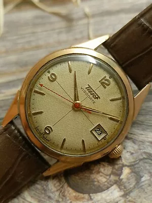  Tissot Visodate Swiss Gold Top Winding Men's Dotted Dial Date Vintage • $350.10