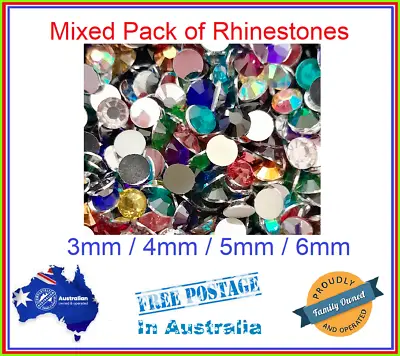 100/250/500/1000/2000 Mixed Colours 3mm 4mm 5mm 6mm Rhinestones Flat Back • $2.53