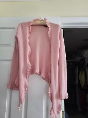 Victoria's Secret Moda International Lamb's Wool Pink Cardigan With Ruffles S • $22.99