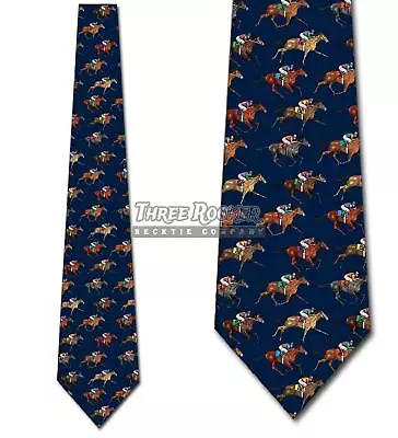 Horse Racing Navy Tie Men's Equestrian Neck Ties Jockeys Necktie New • $18.75