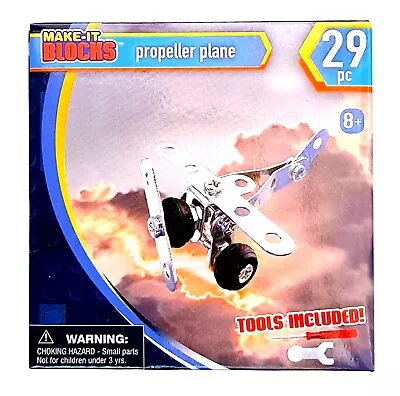 MAKE-IT BLOCKS PROPELLER PLANE -  29  Pc.  & Helicopter 33 Pc Tools  Included • $4.25